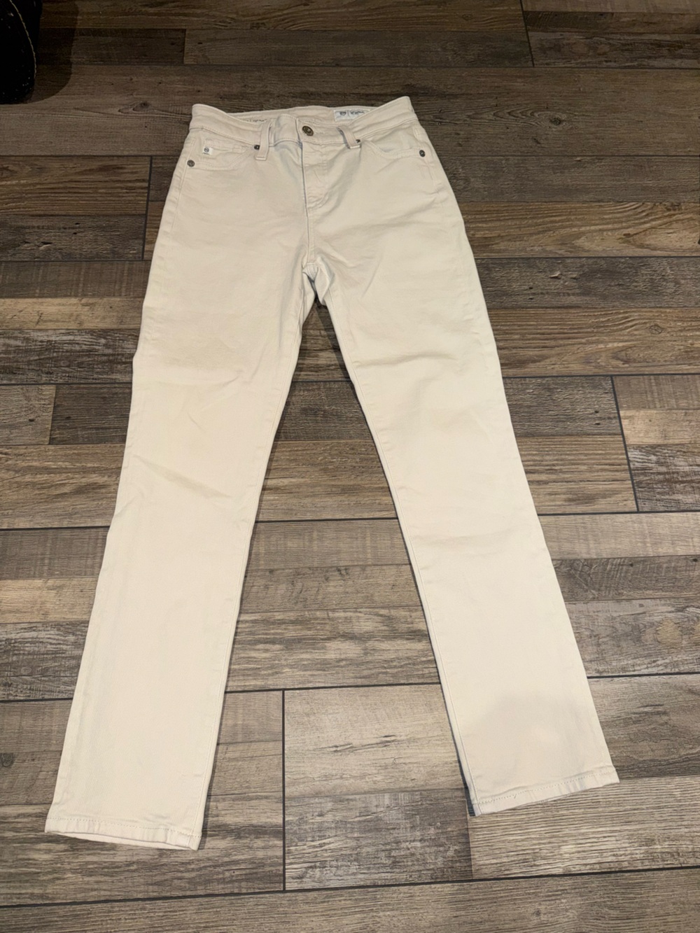 AG Jeans Mari Crop High Rise Slim Straight Tan Jean Size 25  EUC